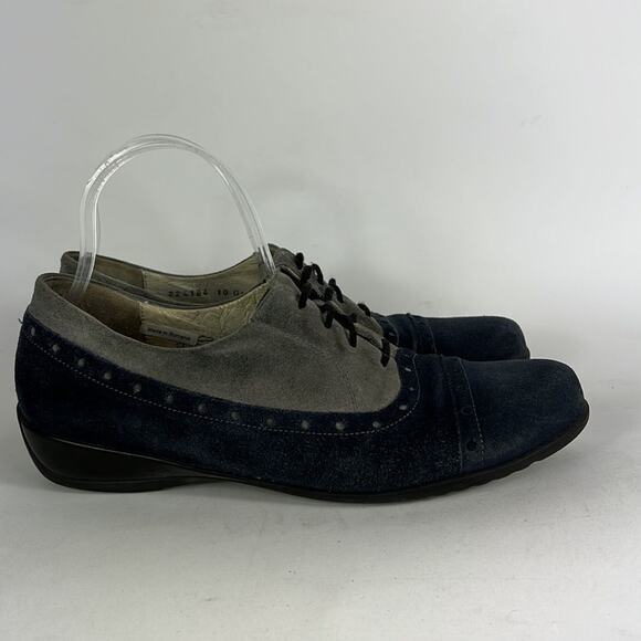 Waldlaufer wing tip saddle shoes us women’s size 7.5 blue grey minimalist suede - Picture 2 of 9